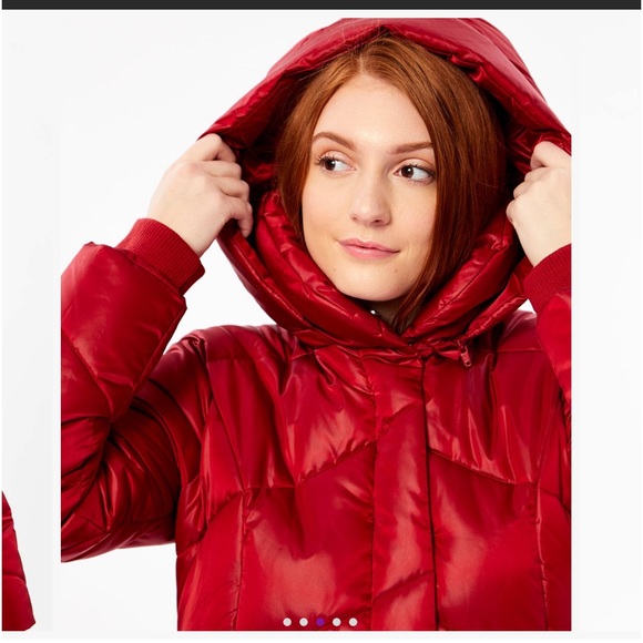 Dark red puffer coat - Picture 3 of 6